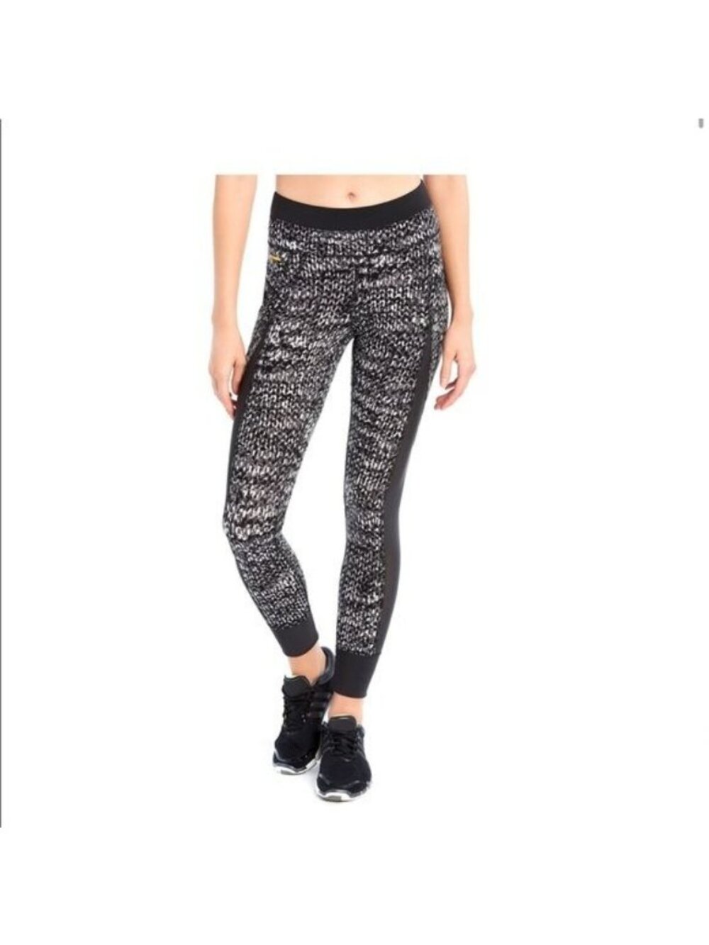Lole Leggings Medium Burst Print Pull On Activewear Nylon Blend Black Yoga